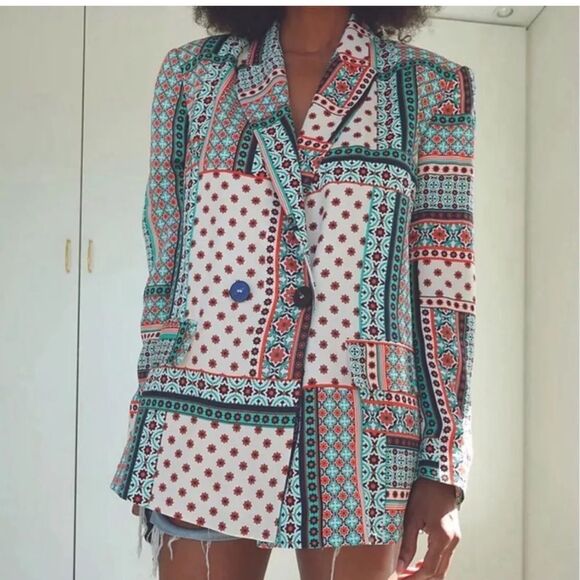 Zara Printed Blazer(Size Medium) - Picture 1 of 6